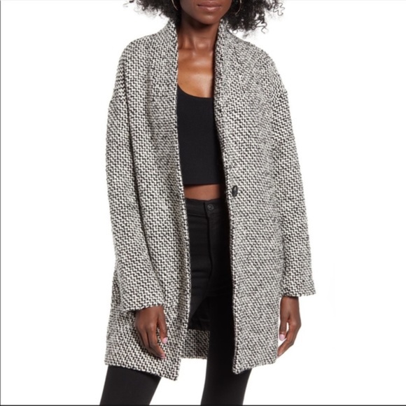 Blank NYC Jackets & Blazers - Blank NYC Black and White Say Anything Tweed Coat